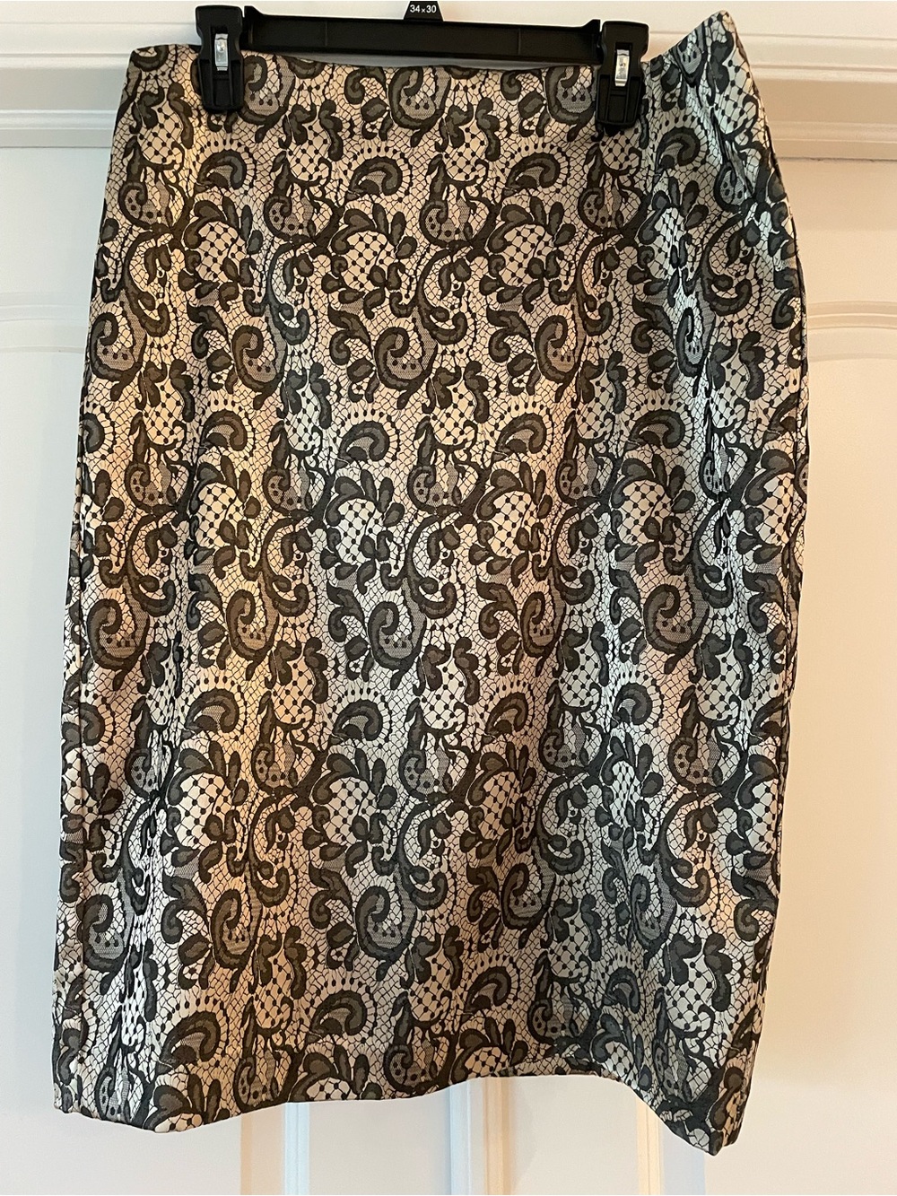 New York & Company Black and Gold Lace-Effect Pencil Skirt
